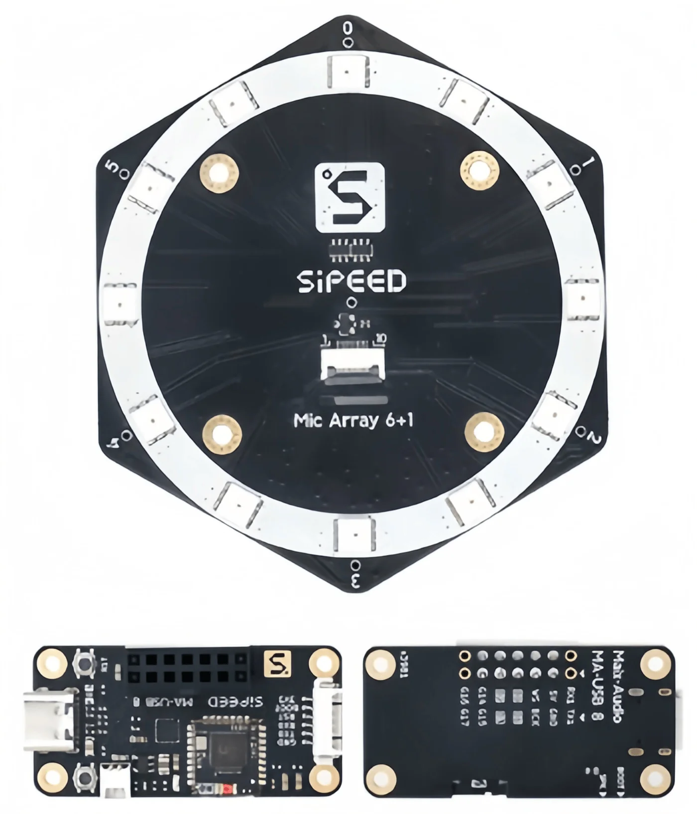 Sipeed 6+1 Mic Array Sound Source Localization, Beamforming, USB Driver-free Sound Card