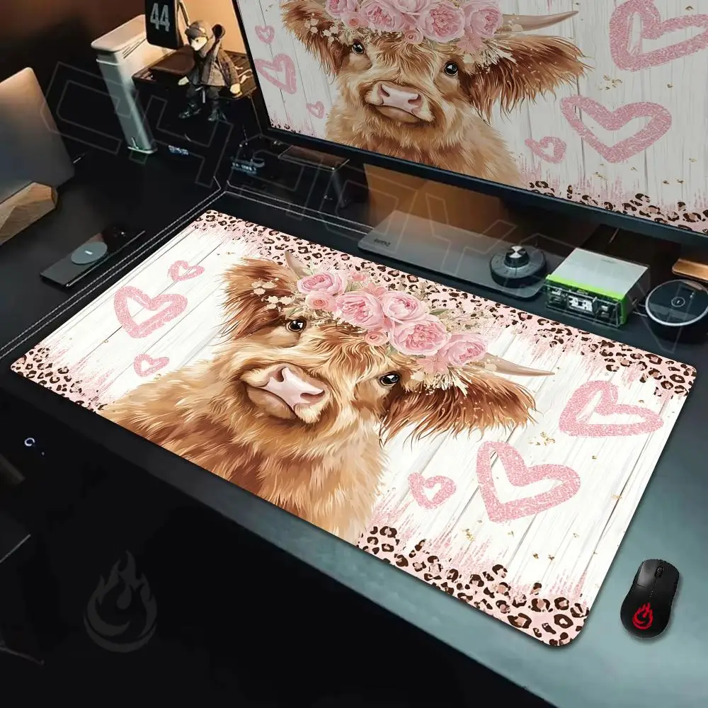 Romantic Highland Cattle Mouse Pad Large Computer Office Game Table Mats Rubber Anti-slip XXL Mouse Mat HDP Long Desk Pads