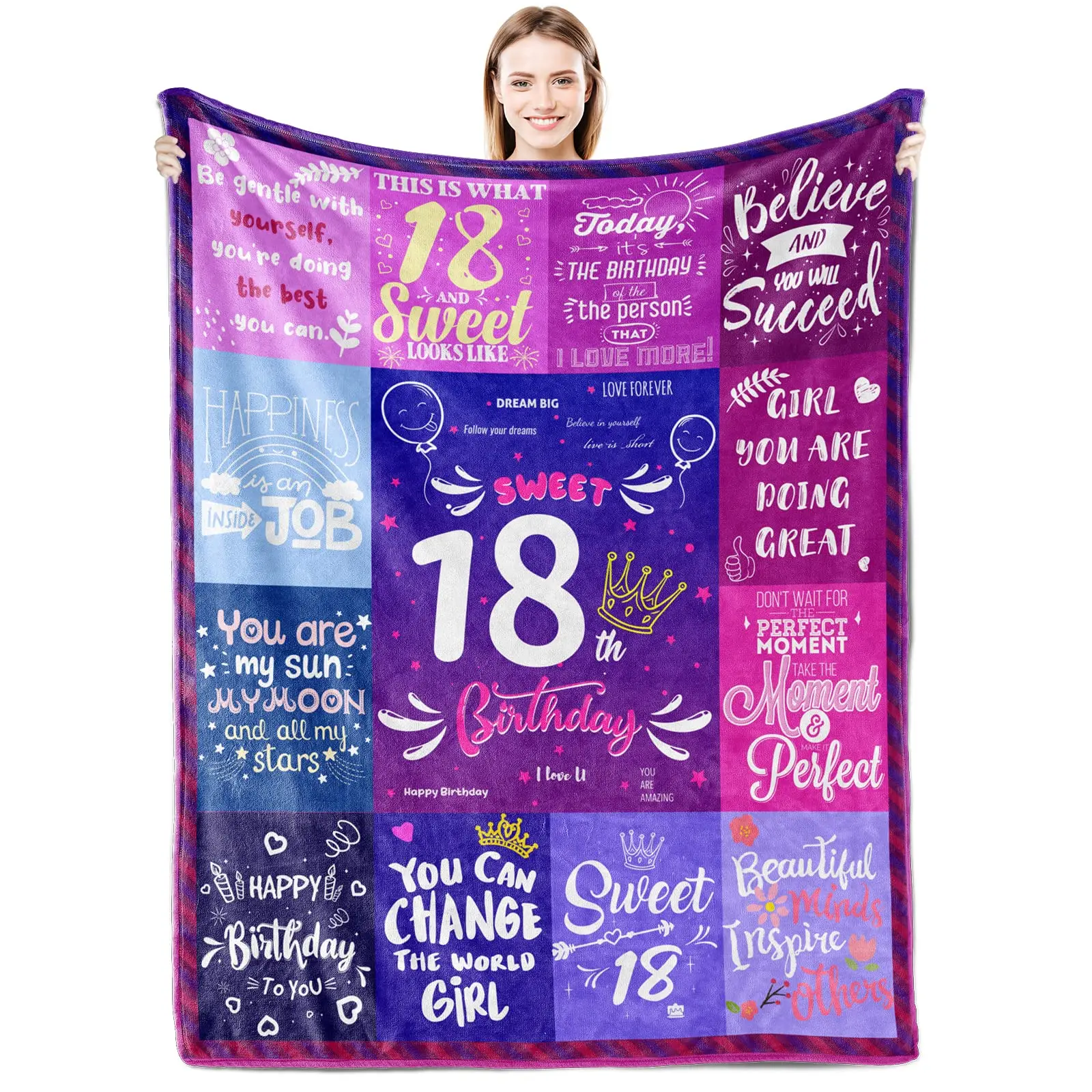 18th Birthday Gifts for Girls Decor Blanket Gifts for Girl Gifts Flannel Blankets for Daughter Bestie Sister Birthday Gift Ideas