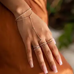 925 Sterling silver Fine Jewelry Geometric Round Bezel CZ Sparking Women Hand Chain Bracelet