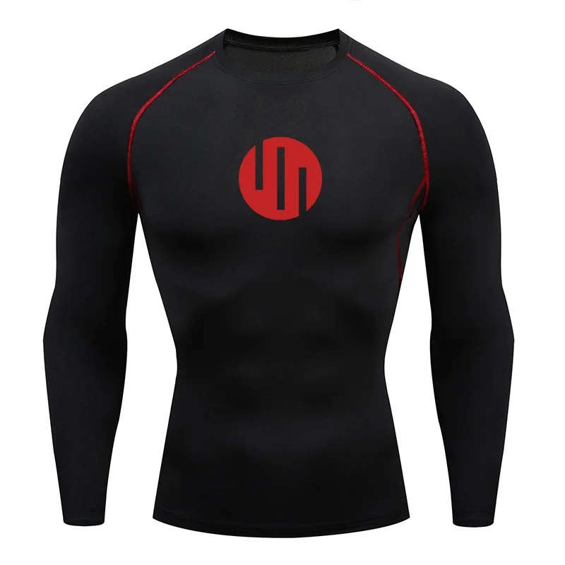 Graphic Compression Shirts for Men Spring Fall Athletic Quick Dry Long Sleeve Tees Tops Gym Workout Running Undershirt Baselayer