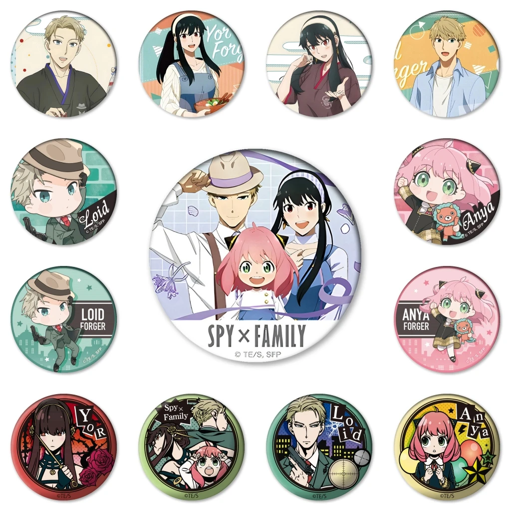 58mm Anime SPY×FAMILY Twilight Loid Anya Forger Franky Franklin Sylvia Sherwood Cosplay COSTUME Badge Pin SPTE Tinplate Brooch﻿
