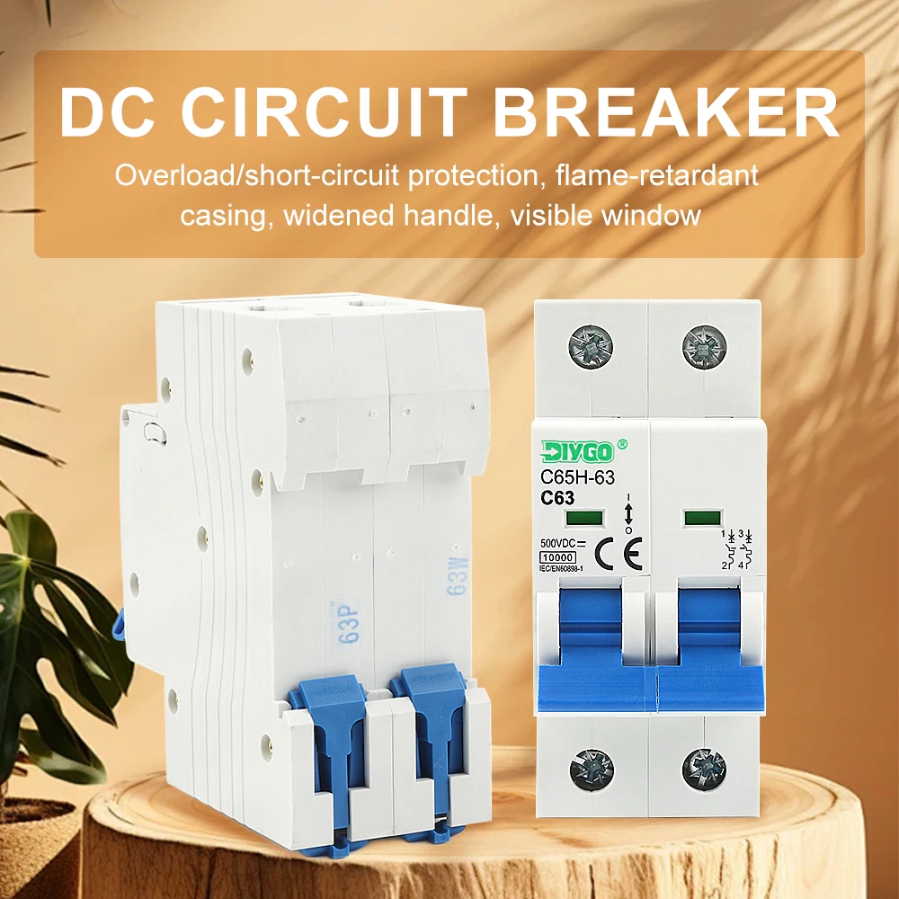 

2P MCB DC Mini Circuit Breaker 6KA 500V For Solar PV System Overload/Short Circuit Protection 6A 10A 16A 20A 25A 32A 40A 50A 63A