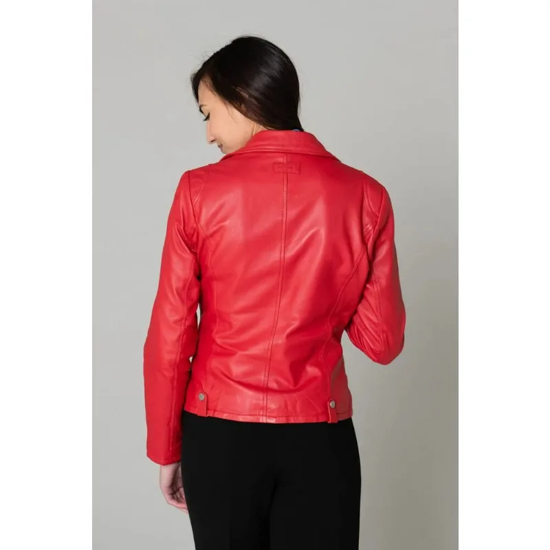 Giacca da donna in pelle di montone da donna giacca in pelle rossa Slim Fit Rider tendenza alla moda