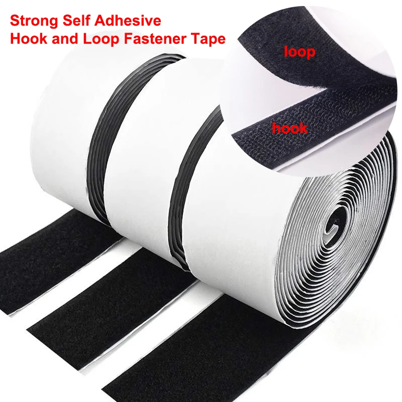 Strong Self-Adhesive Hook Loop Tape, Loop Fastener Tape, Double Sided, DIY Clothing, Indoor and Outdoor, Home, 25m