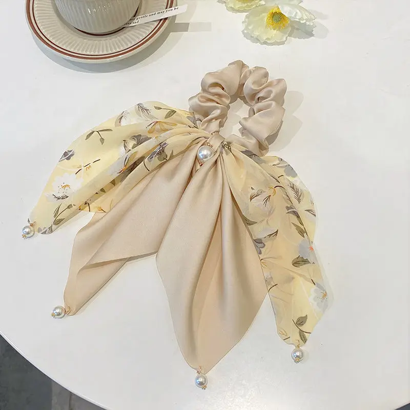 Little Fresh Series Hair Rope Butterfly Tie Headband Elegant Butterfly Ribbon Hair Loop Satin Bow Scrunchies Hair Rope Headband