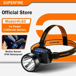 SUPERFIRE-Lampe de poche aste USB super lumineuse, lampe de sauna étanche, tête de pêche de camping, 5 modes d'éclairage, lampe LED