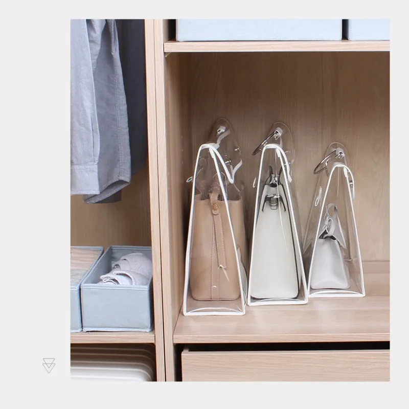 1/3/5PCS Purses and Handbags Clear Dust Covers Bag Organizer Closet Organizer System Bedroom Handbag Organizer Leather Handle