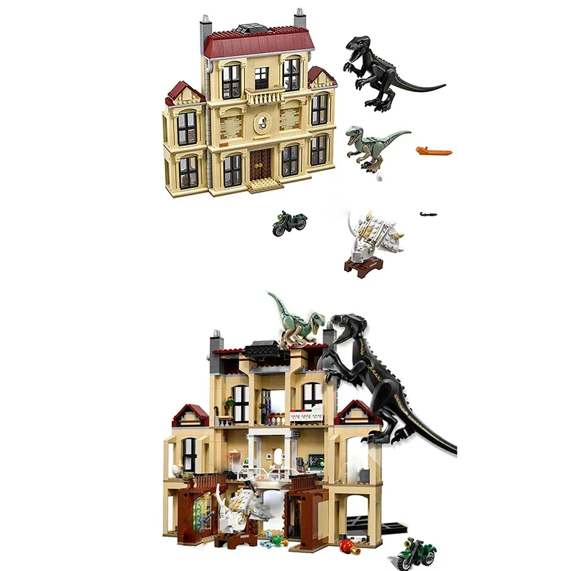 Dinosaur Series Tyrannical Dragon Attacks The Manor Creative Building Blocks Model Toy Children\'s puzzle Assembly for Kids Gifts