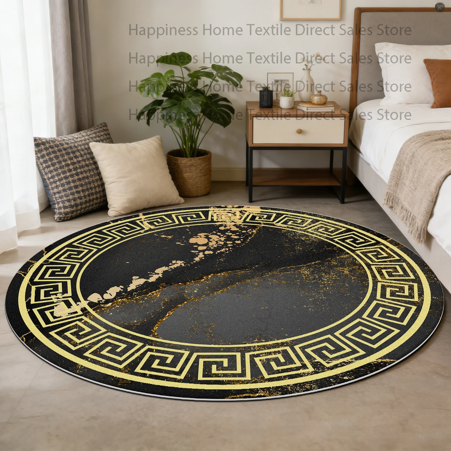 New Chinese Style Light Luxury Bedroom Round Carpet Decoration Washable Non-slip Living Room Tables Mat Soft Fluffy Study Rug