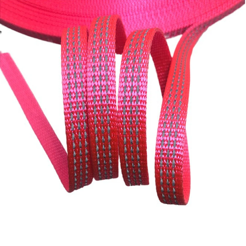 50 Meters 3/8" Reflective Ribbon Webbing 10mm Bag Trim Sewing Accessories DIY Pet Collar Black Red Green Lake Blue Rose Red view 6
