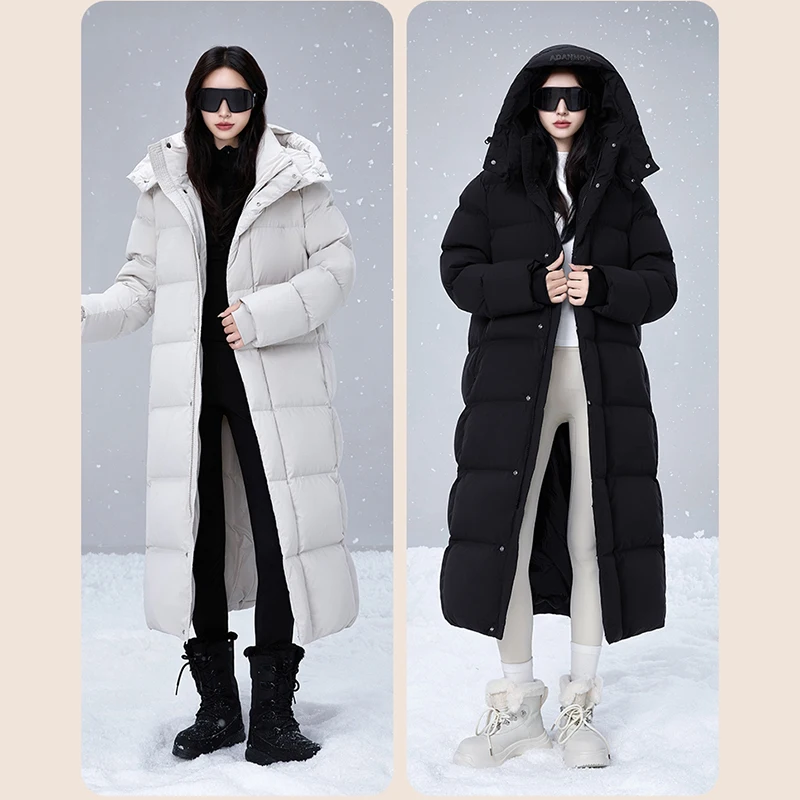 Unisex Thick Warm Loose Down Jacket White Duck Down Fashion Outerwear Men/Women Winter Soft Comfortable Long Puffer Coat