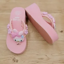 Sanrio My Melody pantofole Y2k Kawaii Cartoon sandali moda piattaforma scarpe donna zeppa infradito tacchi alti pantofole donna