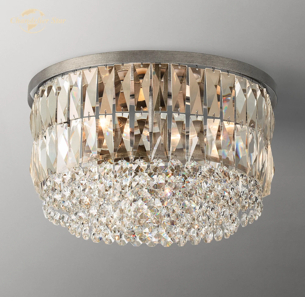 Modern Round Ceiling Lights LED Portia Crystal Flushmount Decoration Bedroom Entryway Dining Room Indoor Lighting