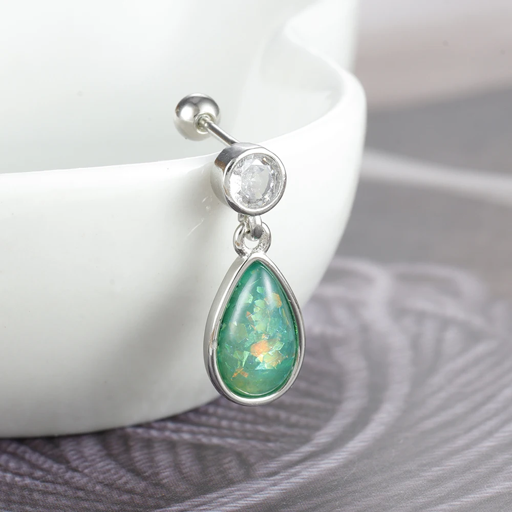 خمر الفولاذ المقاوم للصدأ أوبال قطرة الماء وأقراط للنساء بسيطة الزركون الشرير الهيب هوب القرط الغضروف ثقب المجوهرات