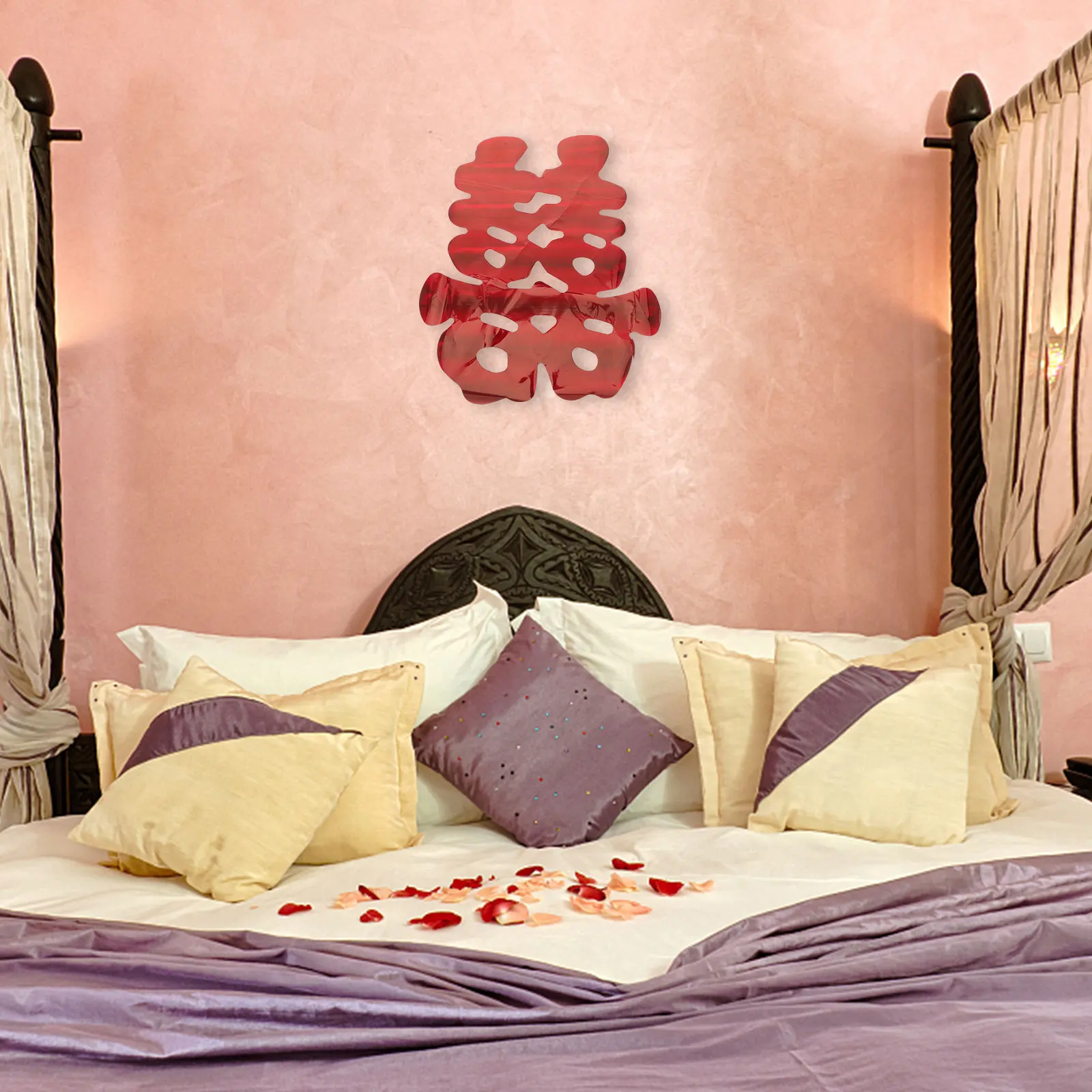 

100Pcs Chinese Wedding Sticker Red Plastic Stickers Decor for Door Window Wall Wedding Layout