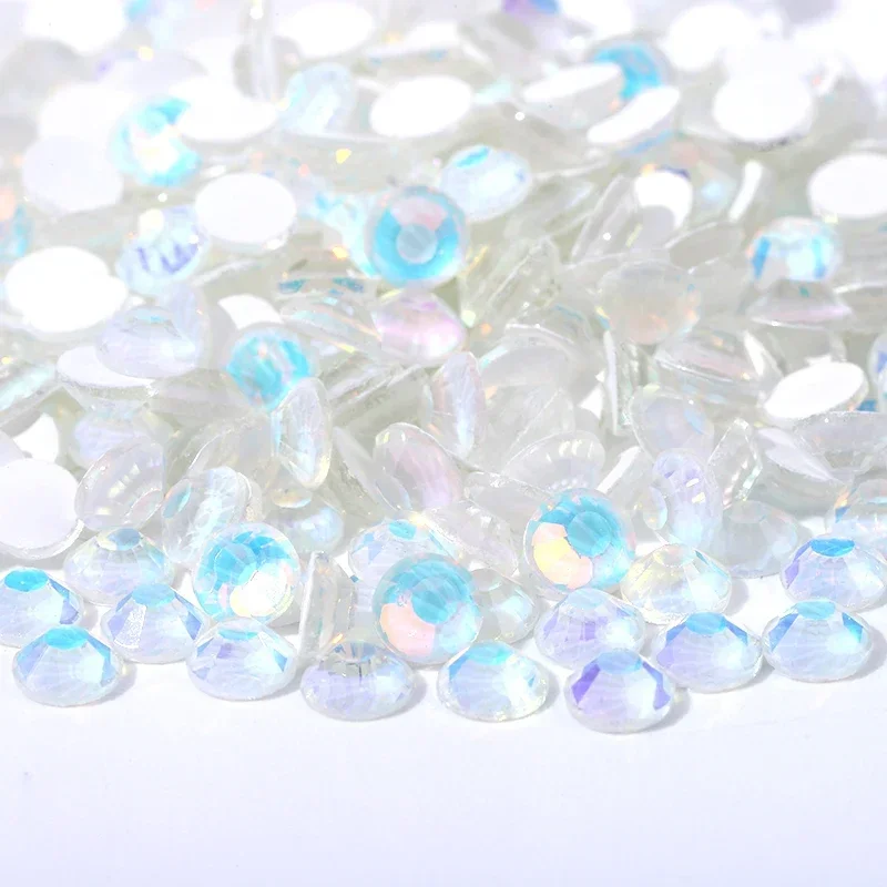 Strass Flatback luminoso para decoração de arte do prego, strass de cristal, vidro neon, branco mocca opala, jóia sem hotfix, jóia DIY