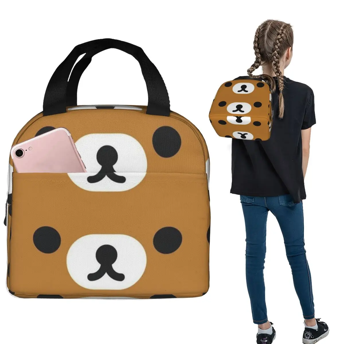 

Термосумка для обедов Rilakkuma Relax Bear Big Face для женщин и детей, герметичная, для еды, термосумка-тоут