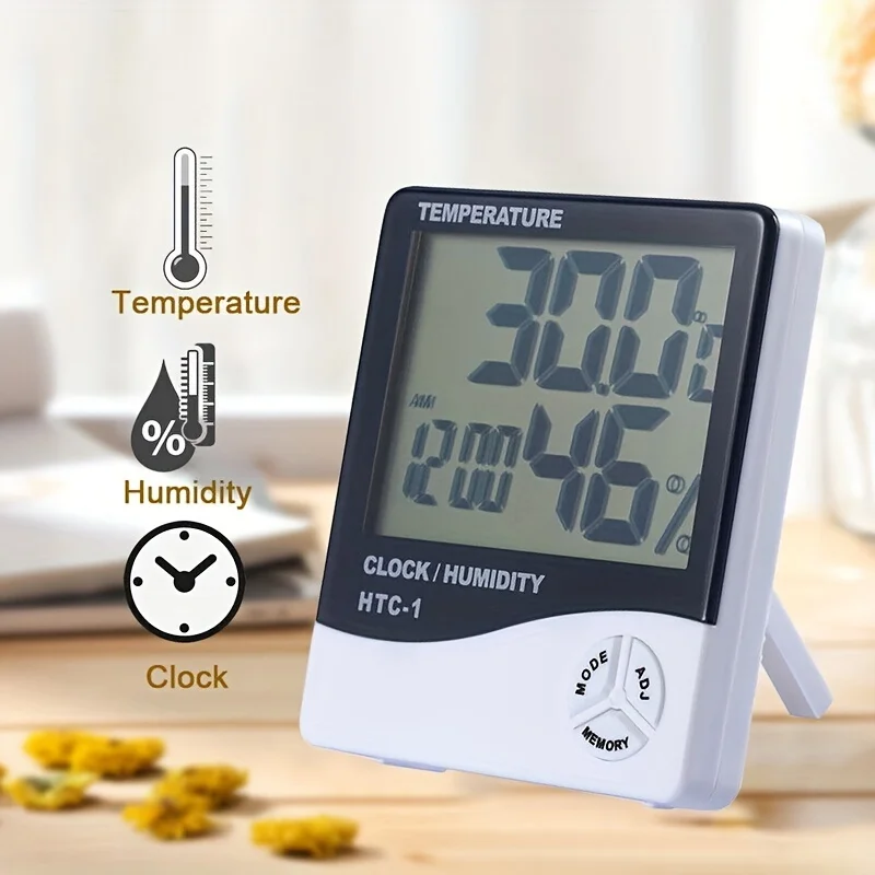 

Accurate Digital Indoor Thermometer - High-Accuracy Temperature and Humidity Meter with Large LCD Display, Alarm Clock, and Perf