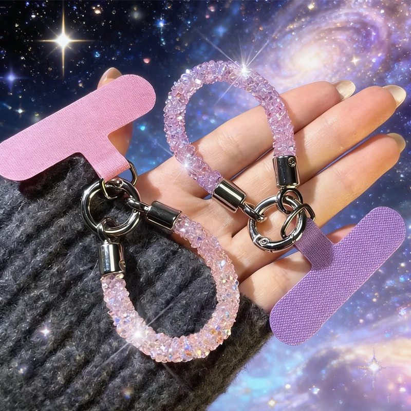 2026 New Mobile Phone Shiny Short Strap Finger Ring Lanyard for iPhone 17 Smartphone Accessories Detachable KeyChain Phone Charm