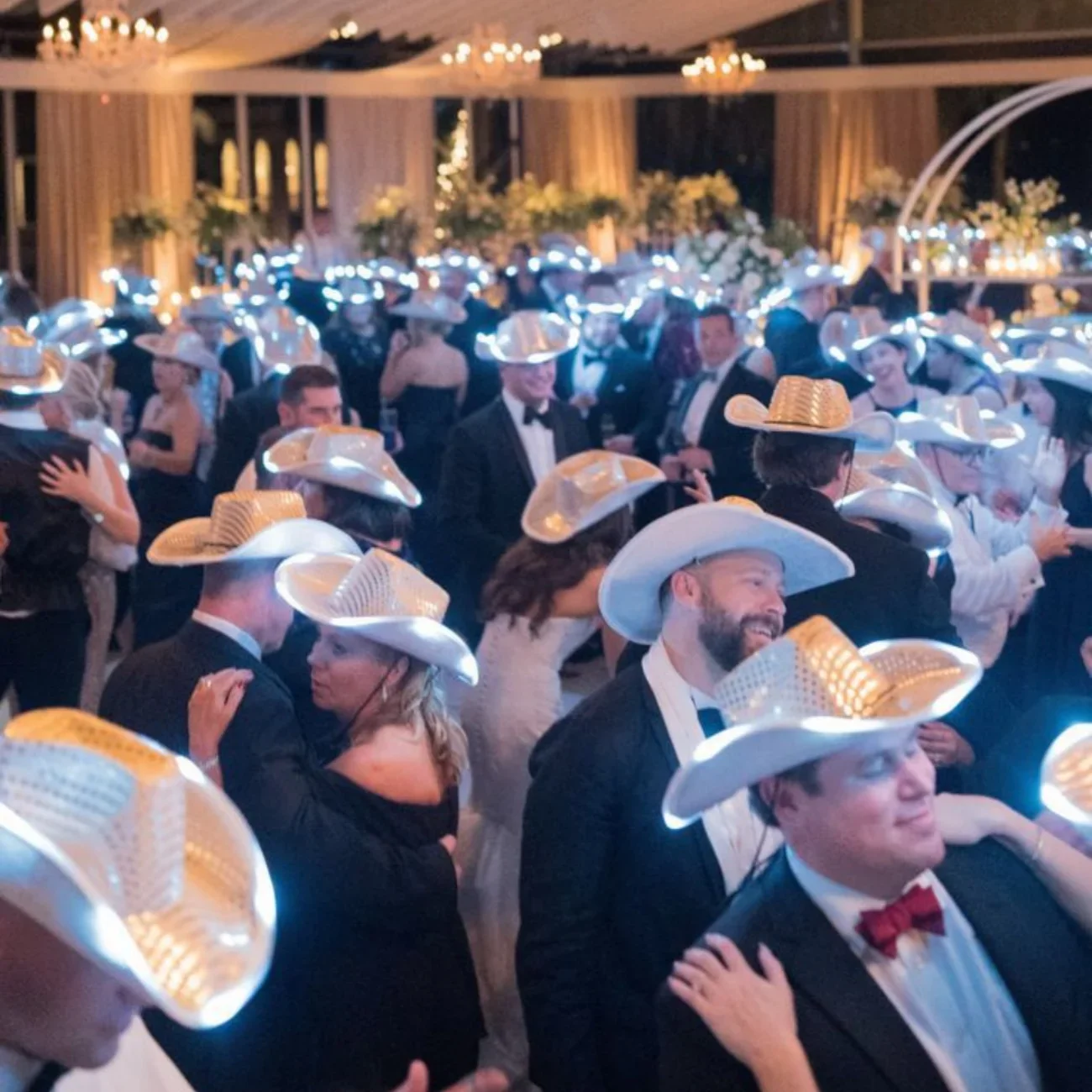 4-40PCS Wedding Light Up Cowboy Hat Led Cowboy Hat Western Party Hats for Wedding Reception Dance Floor Bachelor Party Favors view 2