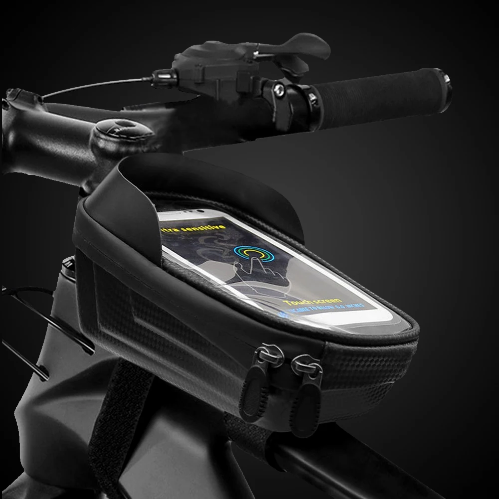 

1L Bike Cell Phone Pouch Bike Front Tube Bag Touch Screen Bicycle Front Frame Bag Large Capacity for Screen Below 6.5 Inch
