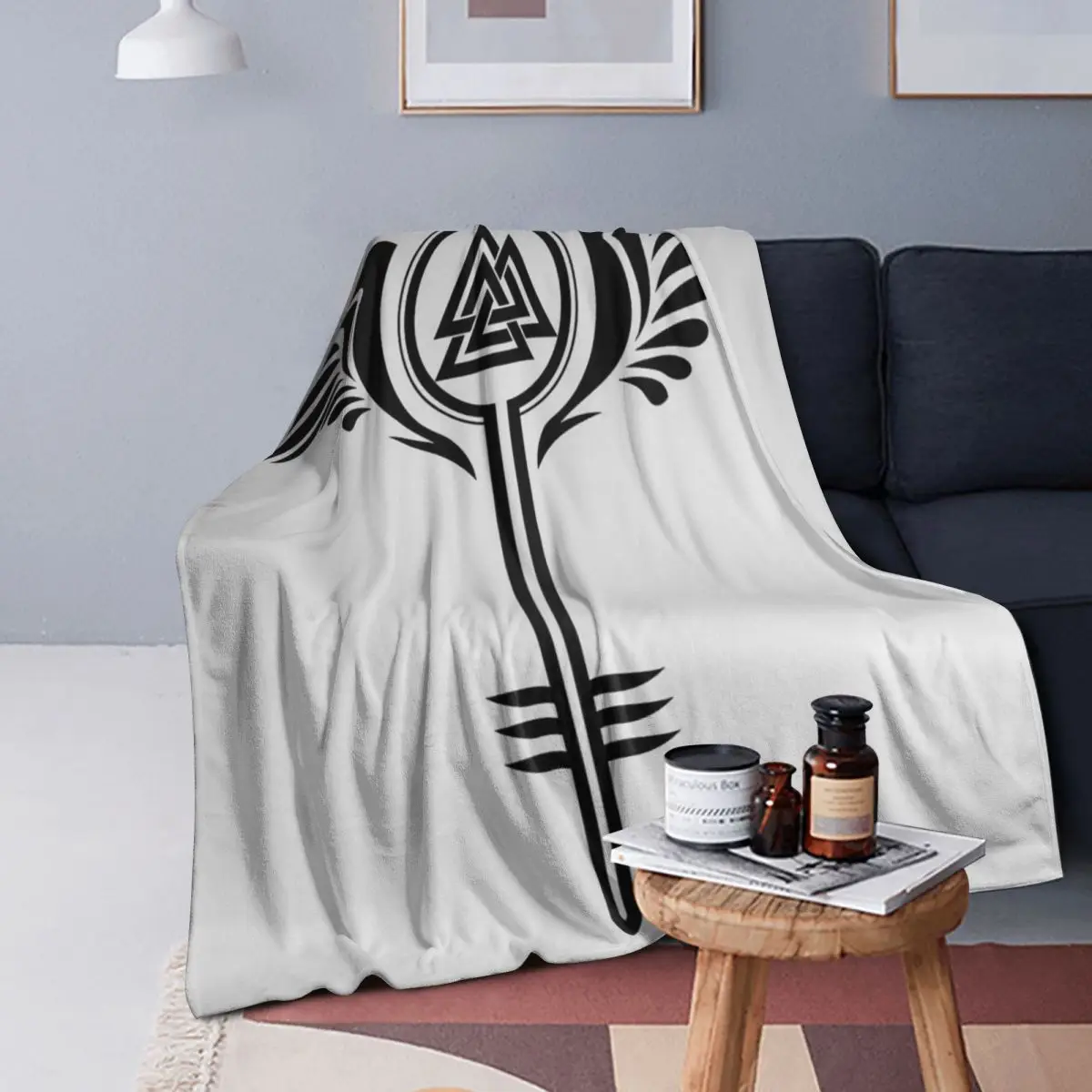 

Одеяло Nordic Viking Odin Valhalla Valknut, мягкое теплое фланелевое одеяло, плюшевое одеяло для кровати, гостиной, пикника, путешествия, домашнего дивана