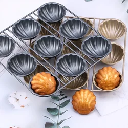 9 Grids Carbon Steel Golden Shell Scallop Mold DIY Cookies Cake Mold Madeleine Pan Baking Tray Bakeware for Kitchen Pastry Tools