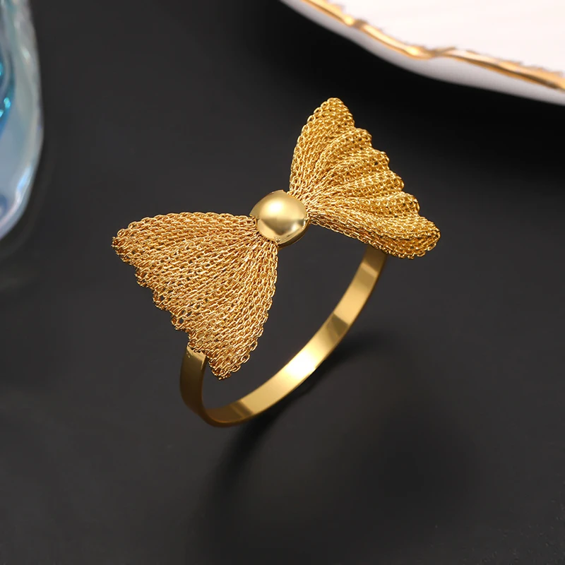 Metal Bow Tablecloth Ring Hotel Tableware Setting Decoration Wedding Party Napkin Holder Home  Banquet Dinner Supplies
