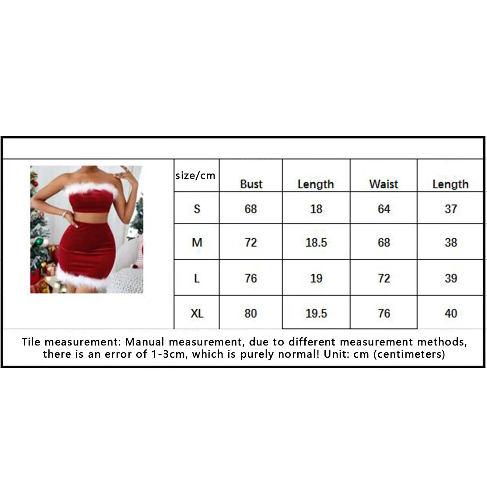 Women\'s Christmas Skirt Sets Red Tube Tops + Bodycon Mini Skirt Festival Costumes Party Dress Sets Y2k Streetwear Clubwear