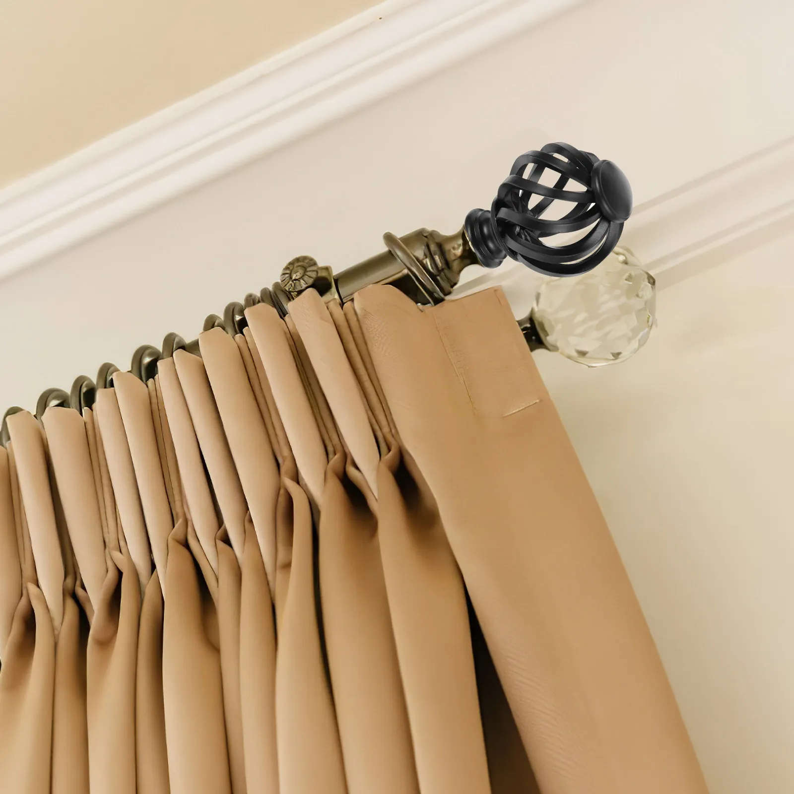 2Pcs Decorative Finials for Curtain Rods Unique Chic Design End Cap Curtain Rail Fittings Ideal for Home and Hotel Decoration