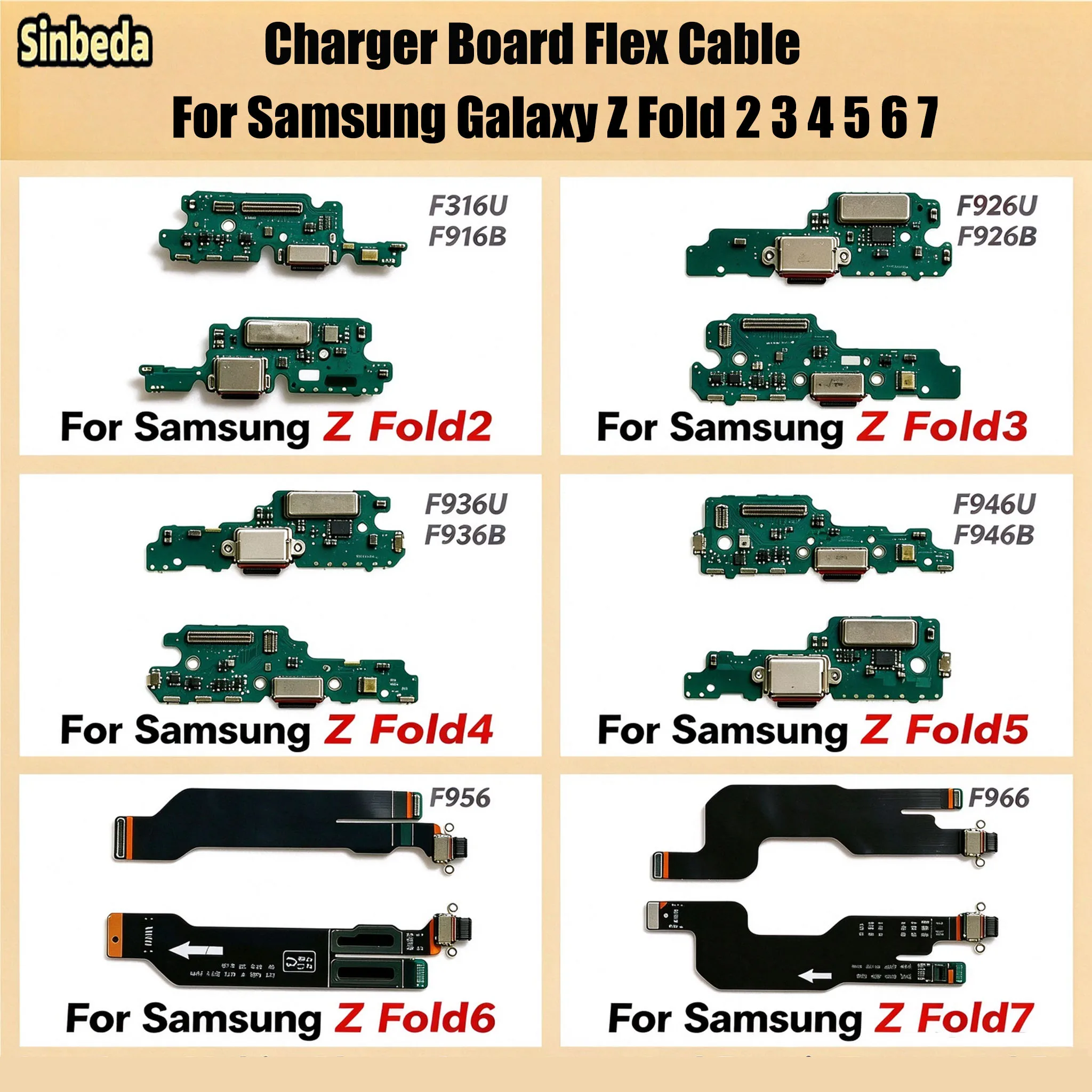 USB Charger Board Flex Cable For Samsung Galaxy Z Fold 2 3 4 5 6 7 F916 F926 F936 F946 F956 F966 Replacement Repair Parts
