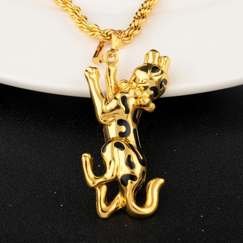 

Dubai Gold Plated Leopard Bangle Necklace Ring for Woman Man Luxury Noble Design Jewelry Gift for Party Birthday Banquet
