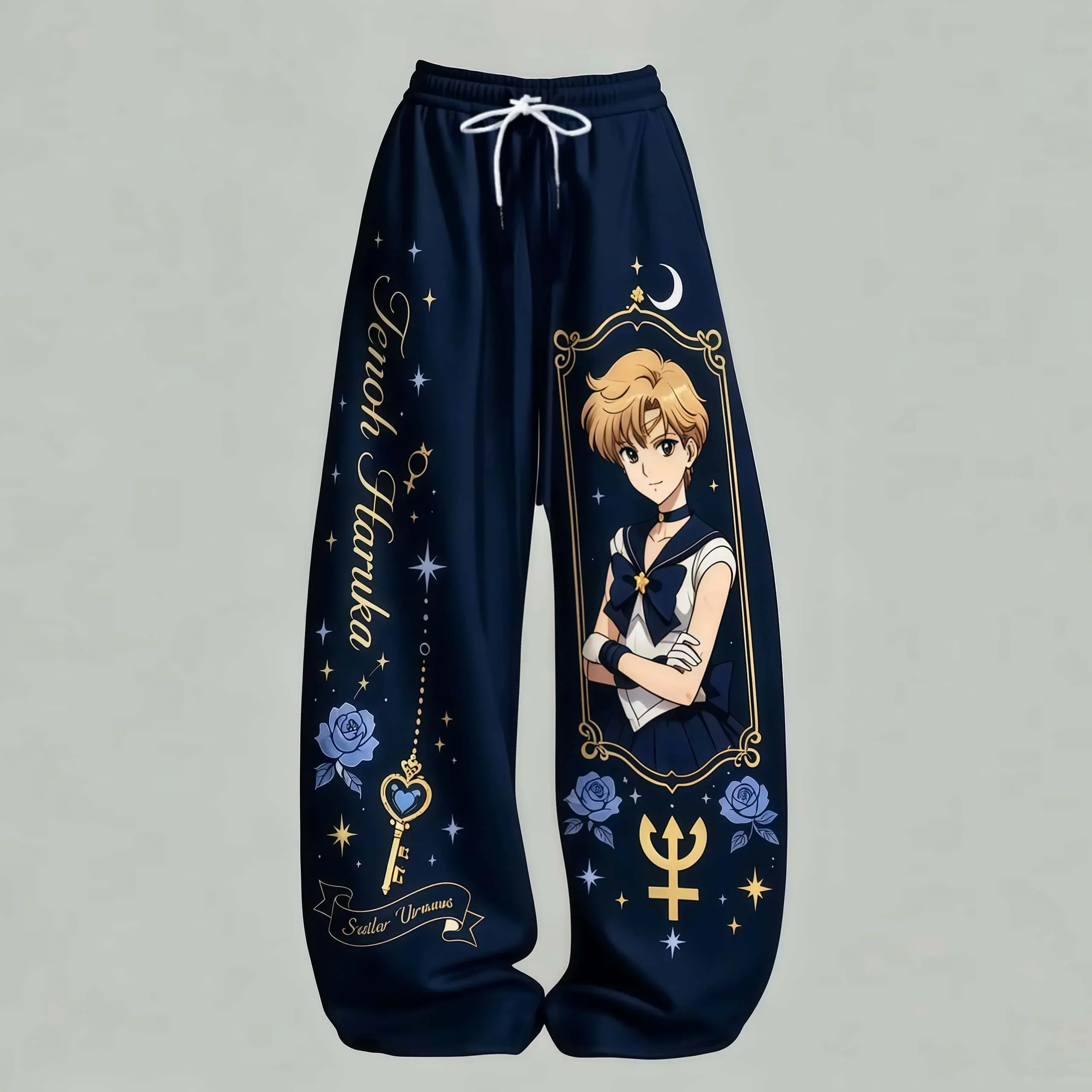 Japanese Anime Pretty Girl Warrior Moon Hare Printed Casual Pants Y2K Loose Sports Pants Men's and Women's Trendy Pants