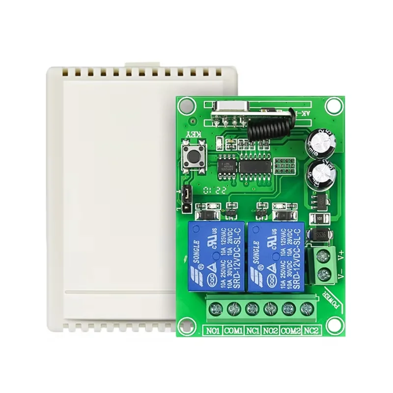 Commutateur de télécommande universel 433Mhz, relais sans fil, Module 2CH, récepteur RF, transmetteur DC 12V 24V pour porte de Garage