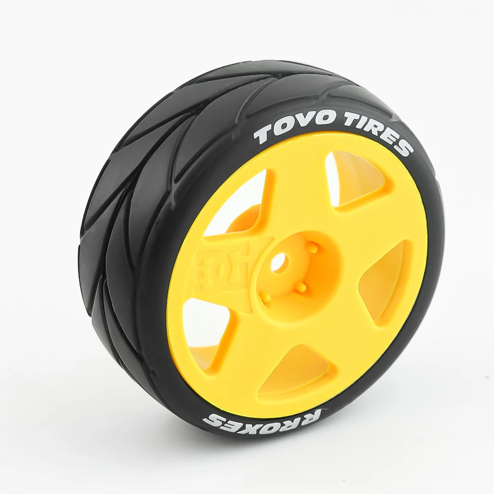 4 Uds RC 1/10 neumáticos de goma en carretera y rueda de plástico para 1/10 RC coche de rally en carretera HPI Tamiya TT01 TT02 Kyosho Wltoys