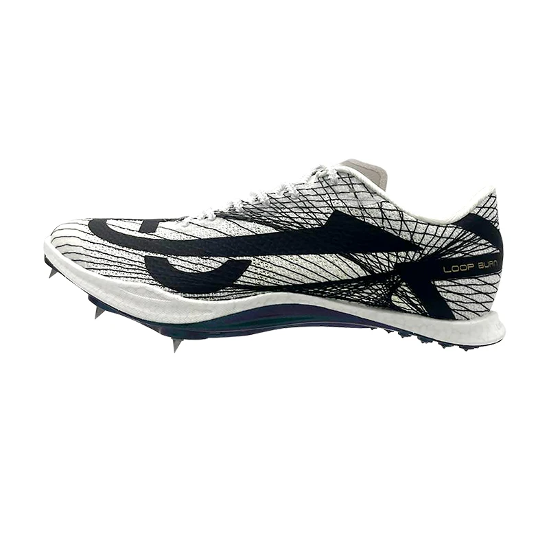 LOOP BURB Thick Sole Carbon Plate Track Field Event Men Spike Sprint Shoes Athletics Competition Short Running Training Sneakers