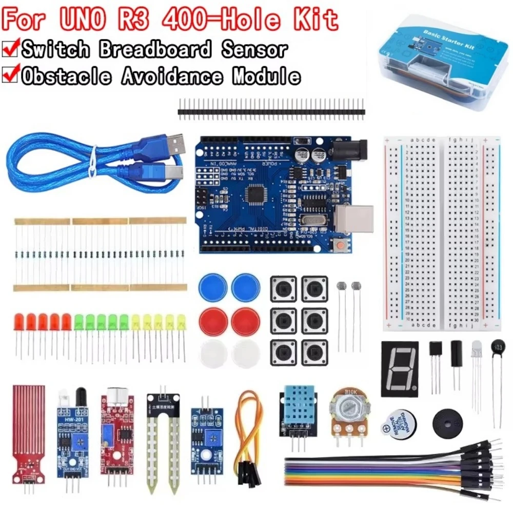 400 Tie-points Breadboard DIY Project Starter Kit For Arduino UNO R3 Kit Electronic DIY Kit Electronic Component Set With Box
