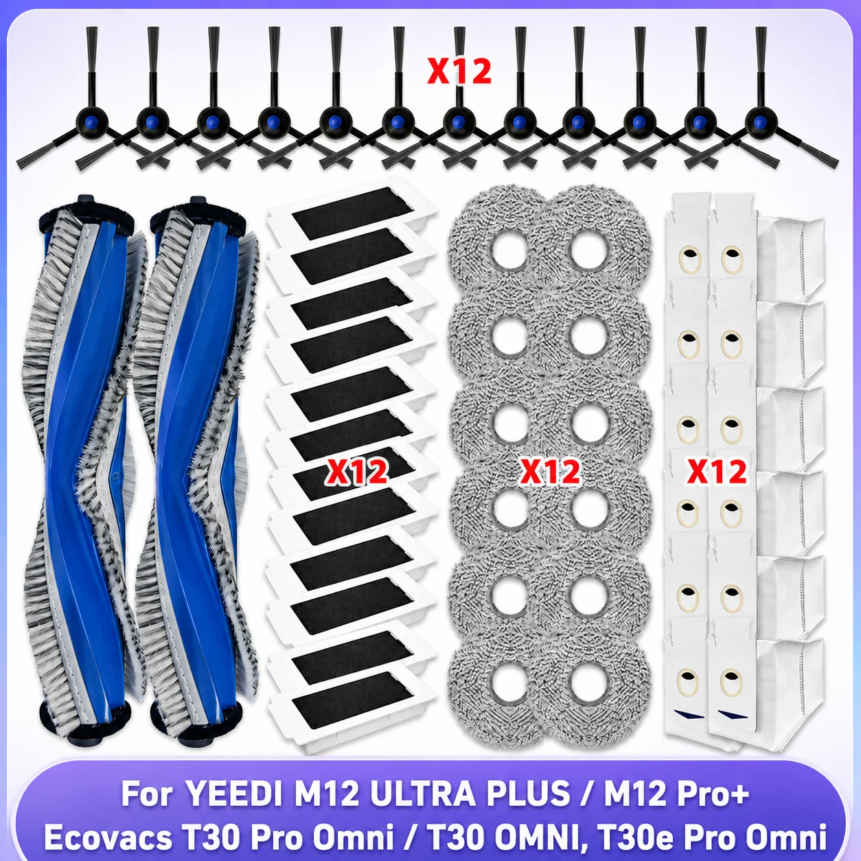 �y�Z�[�����zEcovacs T30 Pro Omni / T30 OMNI, Ecovacs Deebot T30e Pro Omni, YEEDI M12 ULTRA PLUS / M12 Pro+ �p�p�[�c ���C�����[���[ �T�C�h�u���V �t�B���^�[ �_�X�g�o�b�O ���b�v�N���X