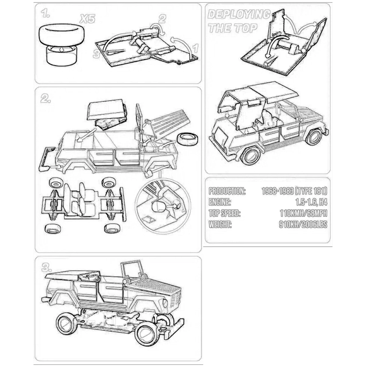 SUV Offroad-Fahrzeug Spielzeugauto Fahrzeug-Bausatz im Maßstab 1:50 Statisches Plastikmodell-Set – Detail 3