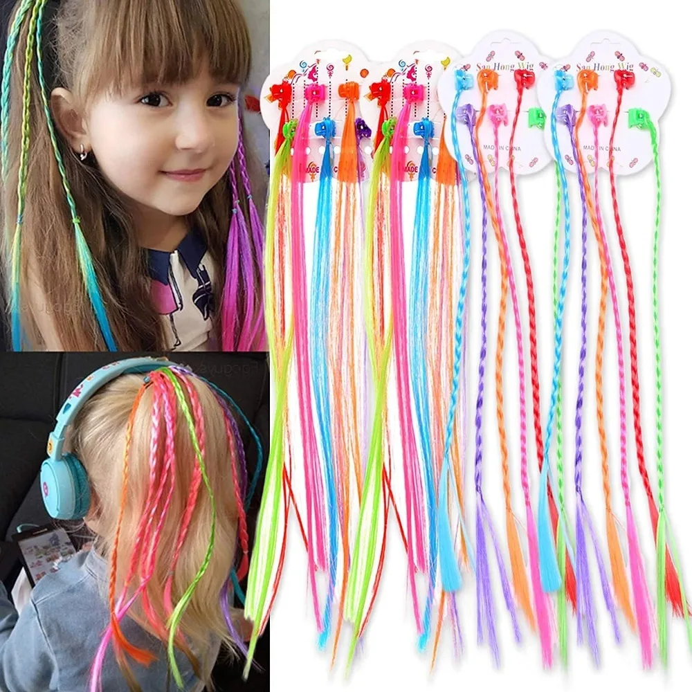 Colorful Hair Extensions Cute Hair Accessories Colorful Braids Gripping Clip DIY Hair Clips Stage performance