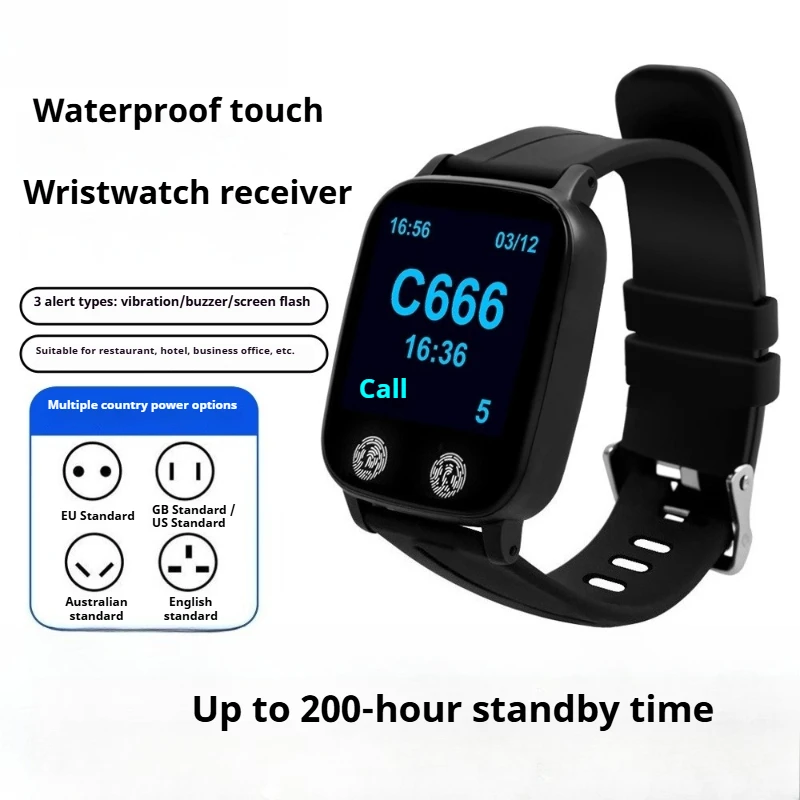 

CTW09 Function Watch Waiter Watch Receiver Watch Pager Support Multilingual Call System Restaurant Wireless Call System