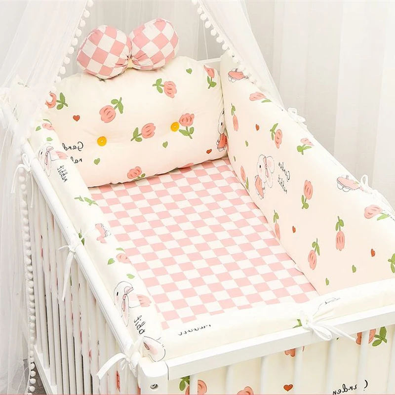 Newborn Cotton Breathable One-piece Bed Bumper Removable Washable Children Bedding Set Four Seasons Universal Cartoon CribBumper