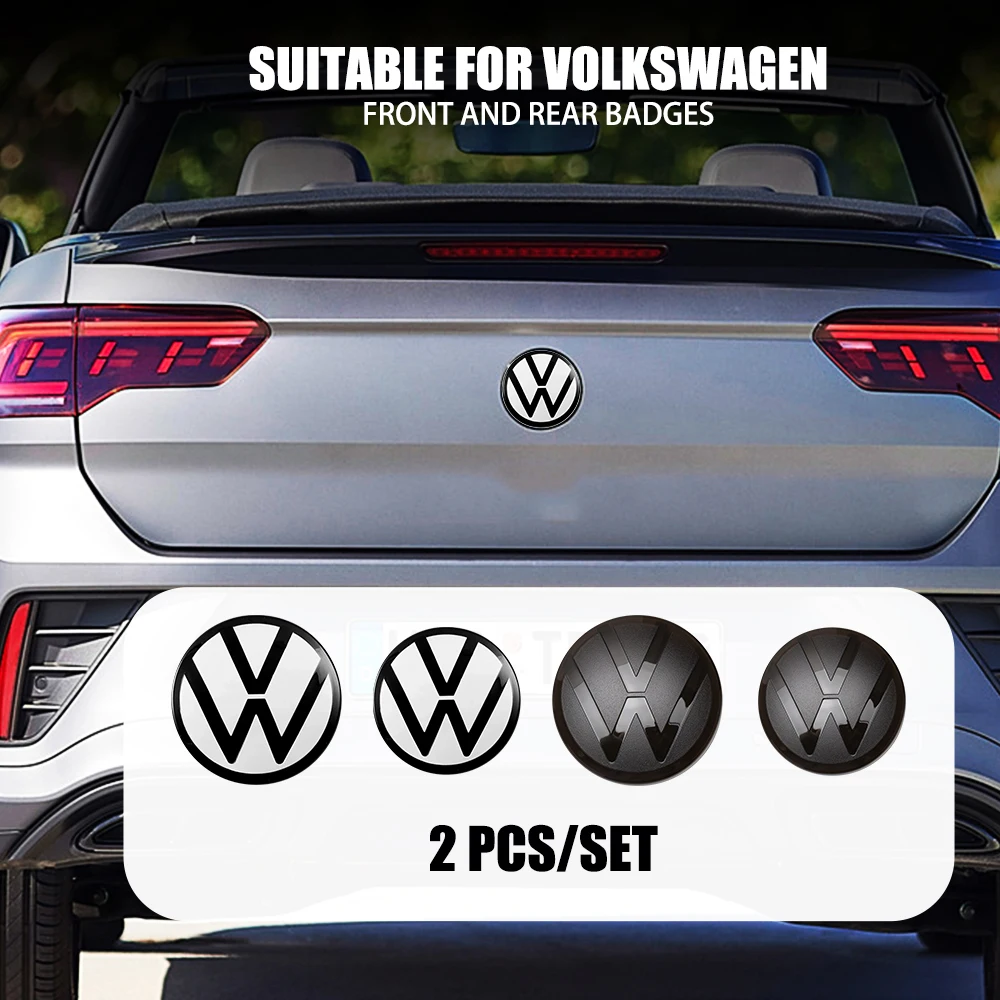 2pcs Car Front Grill Badges Rear Trunk Emblem Lid Covers Logo Sticker For Volkswagen VW MK6 MK7 MK7.5 MK8 GOLF 7 variant