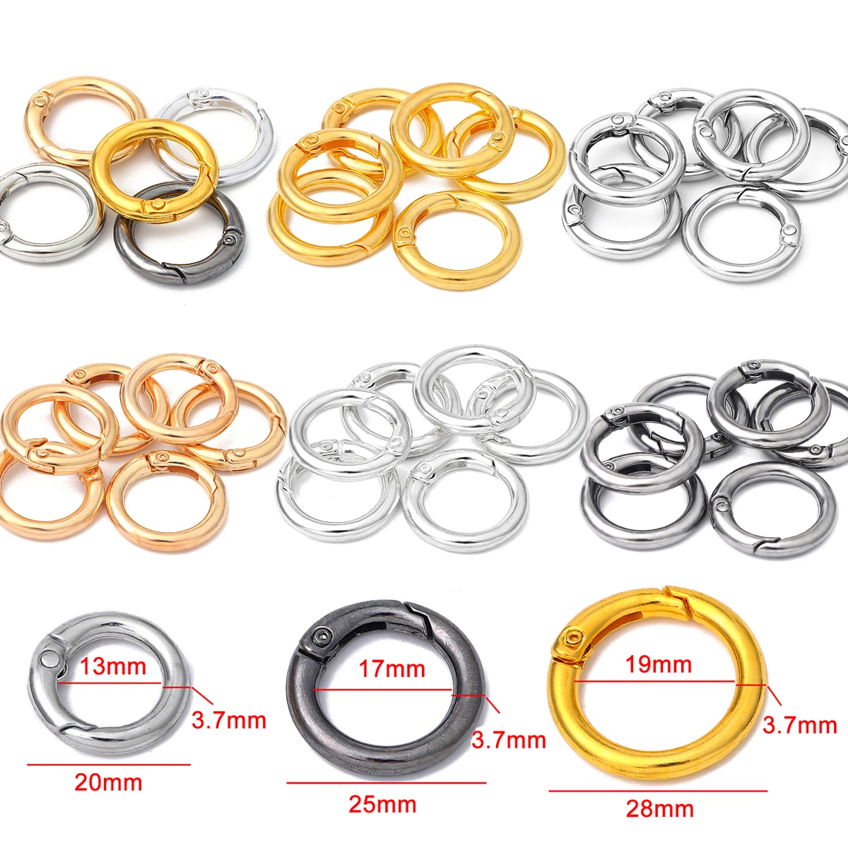 About10pcs Alloy Open Spring Ring, Circular Buckle, Open Circular Ring, Keychain, Luggage Buckle, Circular Hanging Buckle, Metal