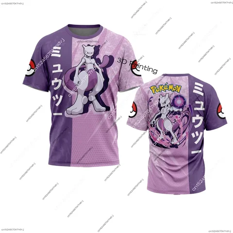 2025 Ny Pokemon T-shirt Pikachu Barn T-shirt Sommar Vuxna Herr/Dam Anime Kortärmade Toppar Casual Modekläder 8 best sales Pikachu T-shirt - №8