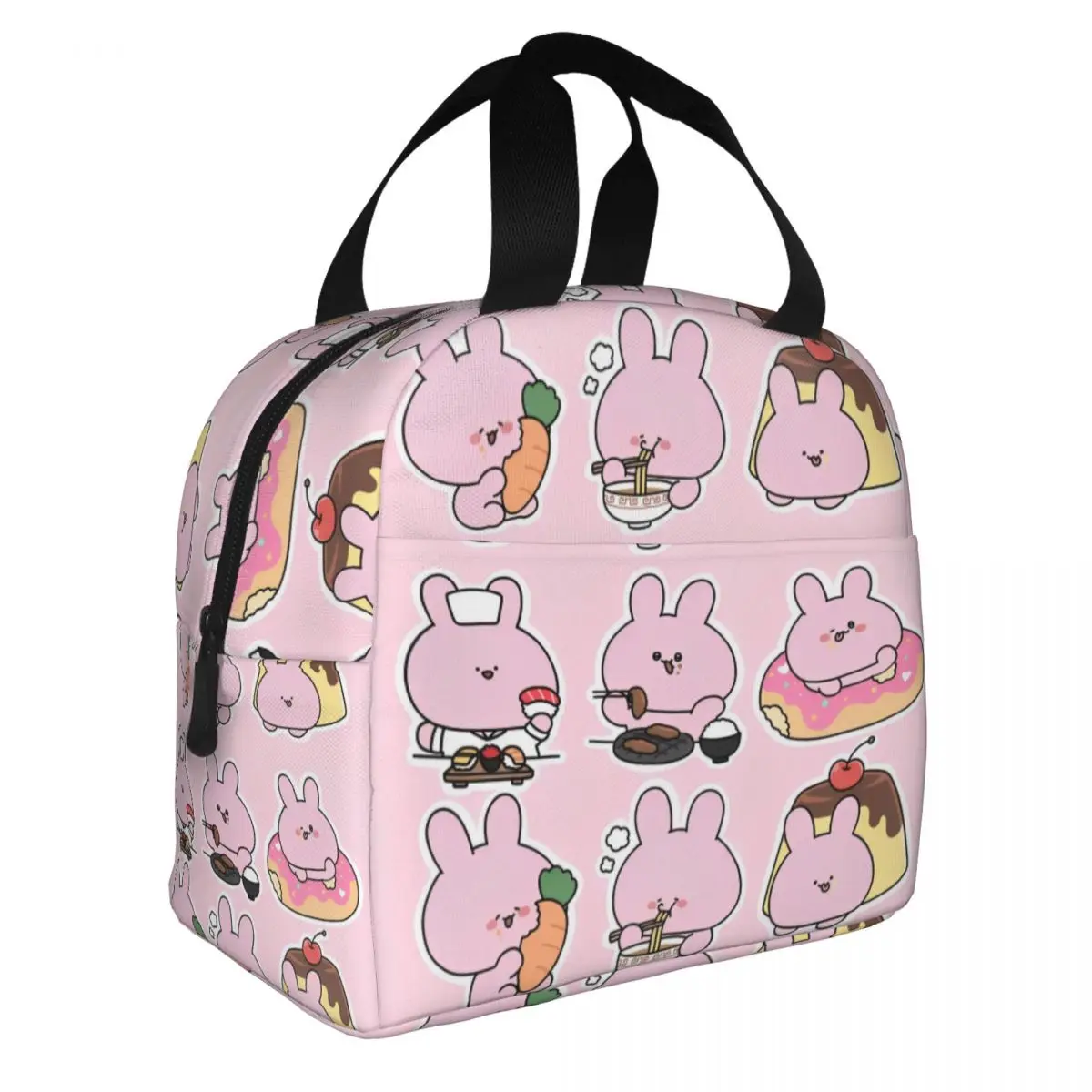 Asamimichaan Asleep Cartoon Insulated Lunch Bags Leakproof Cute Asamimi Meal Container Cooler Bag Tote Lunch Box Food Handbags