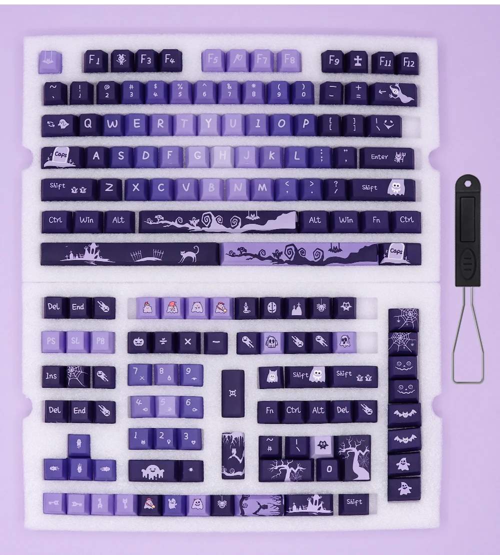 Purple Gradient Keycap Cherry Profile PBT Dye Sublimation Keycaps For MX Switch Mechanical Keyboard GK61/64/67/68/75/84/87/96/98