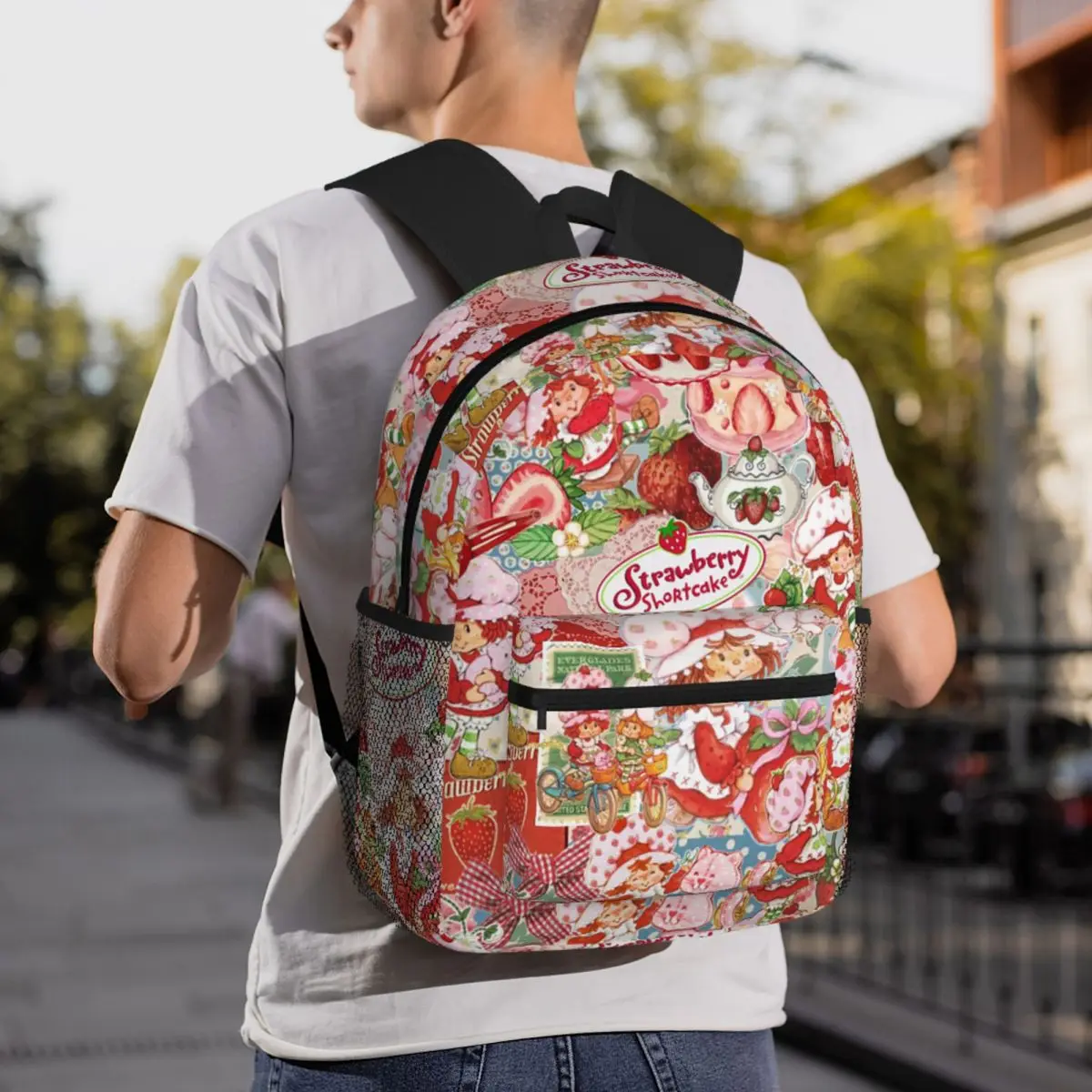 Like Strawberry ShortCake Rucksack, Tagesrucksack, großes Fassungsvermögen, Kinder-Büchertasche, Schultasche, Umhängetaschen für Männer und Frauen