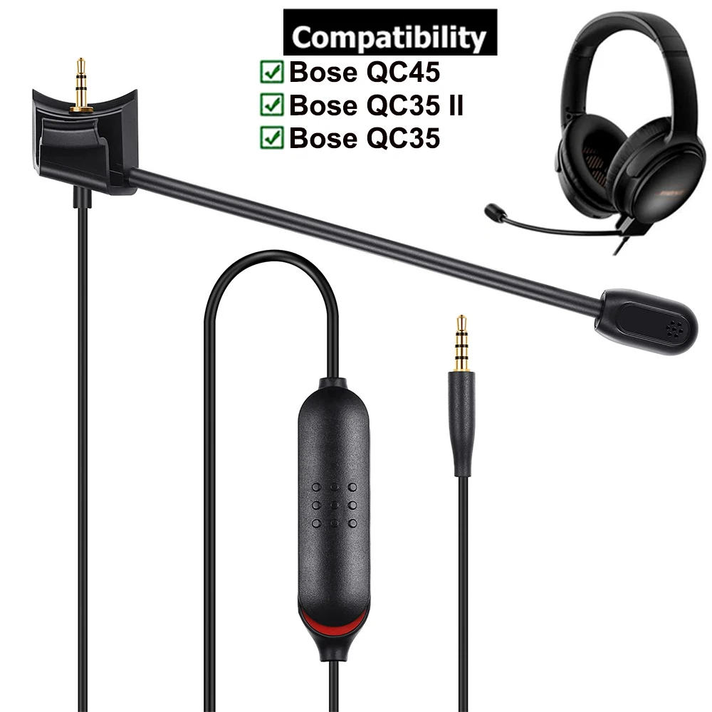 สายเคเบิ้ลสำรองสำหรับหูฟัง Bose QuietComfort 35 II 45 QC35 QC45 QC35II พร้อมสวิตช์ปิดเสียงไมค์ไมโครโฟนภายนอก